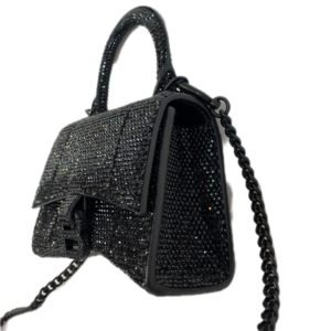 Balenciaga, Mini sac avec chaîne Hourglass et strass noir