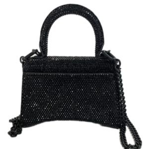 Balenciaga, Mini sac avec chaîne Hourglass et strass noir