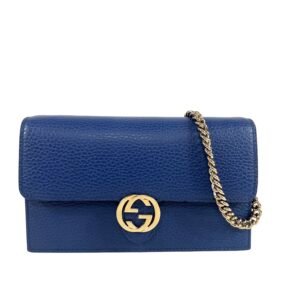 Gucci, Wallet-on-chain "Interlocking" cuir bleu